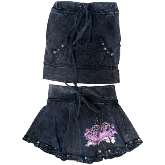 WildChild Wear Dk Grey Tie Dye Studded 2 Pc Tube Top & Skort Girls Size 2T/3T - Picture 1 of 7
